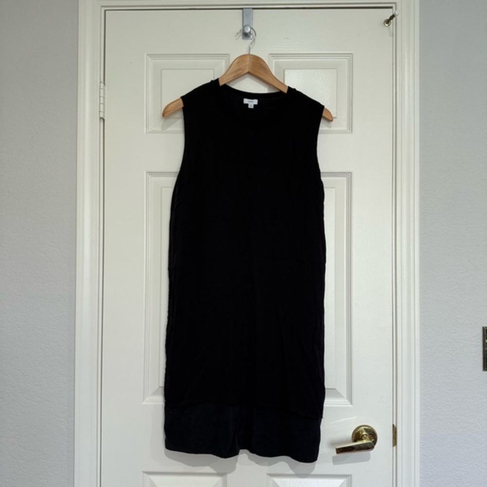 Vince Sleeveless Silk Shift Dress Black Medium Womens